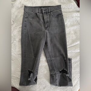 Express Charcoal Distressed Straight Leg Jeans